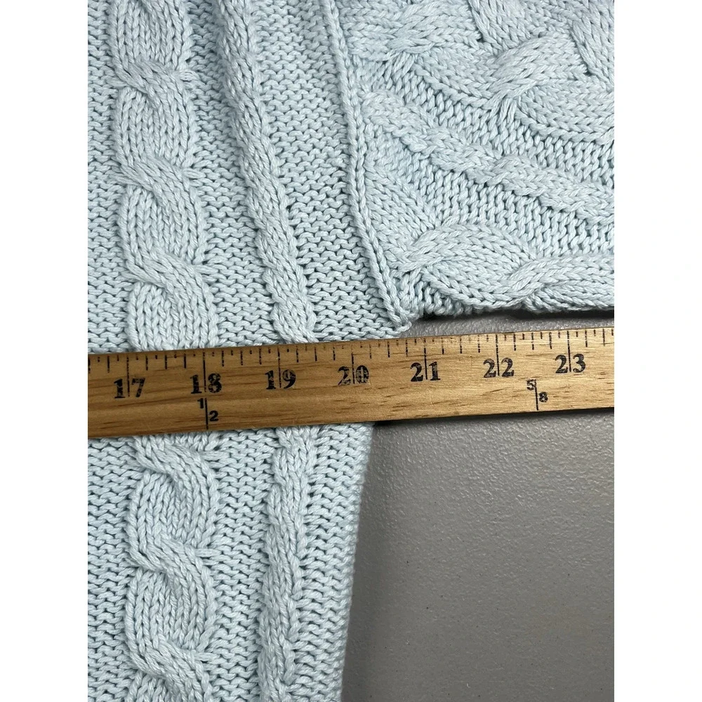 J Crew Cable Knit Crewneck Sweater Womens Medium Blue Midday Skies Classic